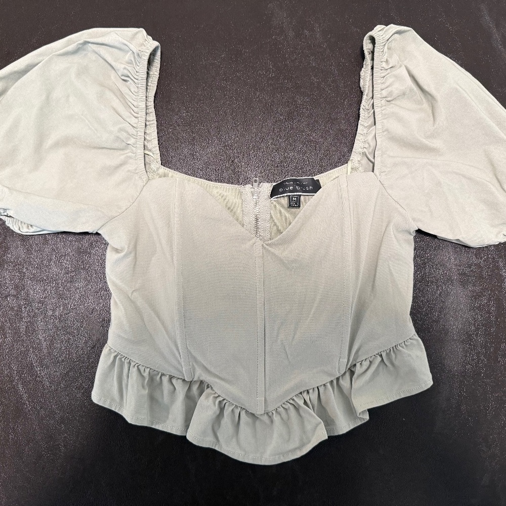 Womens Puffer Sleeve Corset Top